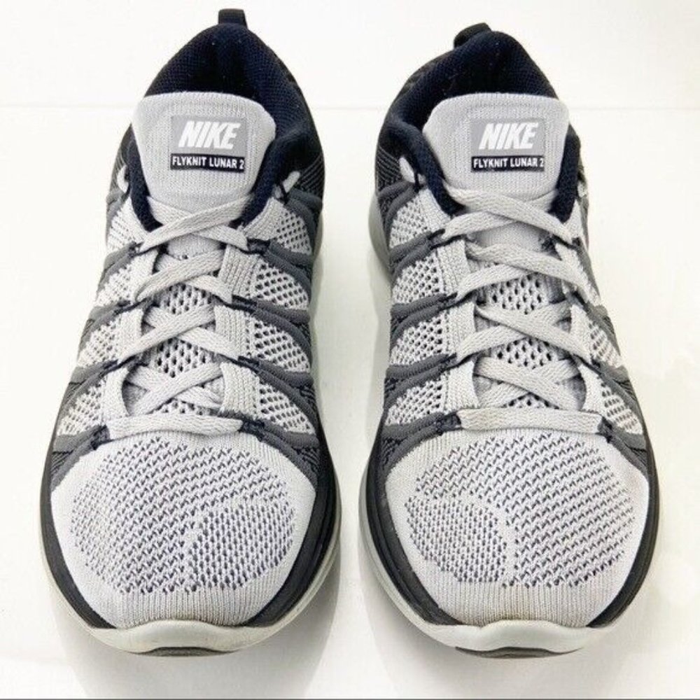 Nike Lunar 2 Flyknit Sneaker Running Shoe Men Size 7 Jogger Light Mesh Knit Gray - Picture 3 of 11